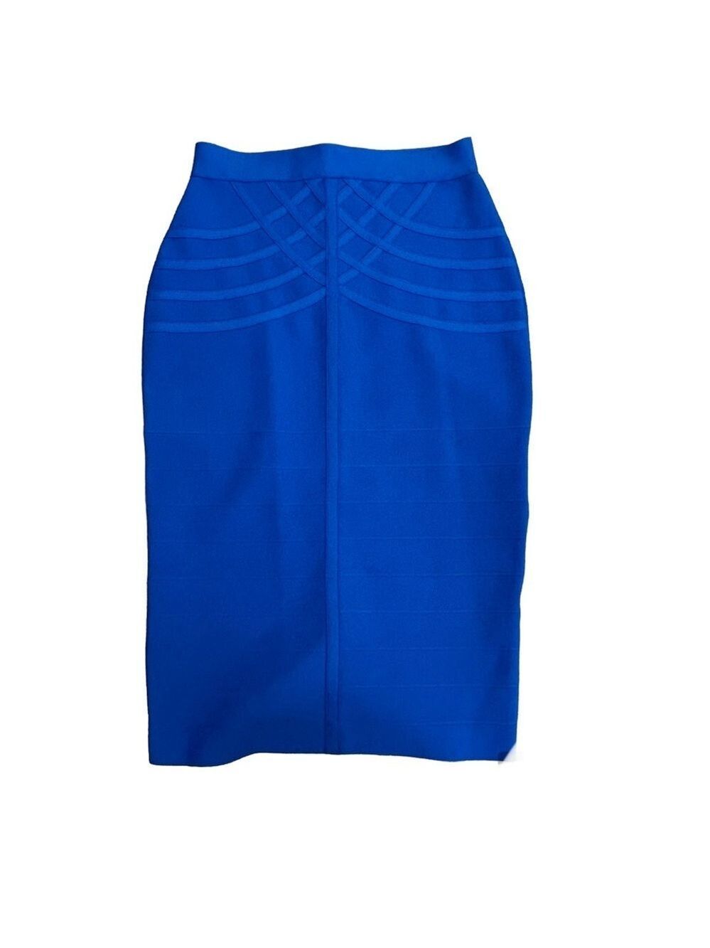 Blue stretchy bandage bodycon midi pencil skirt Sz L/XL